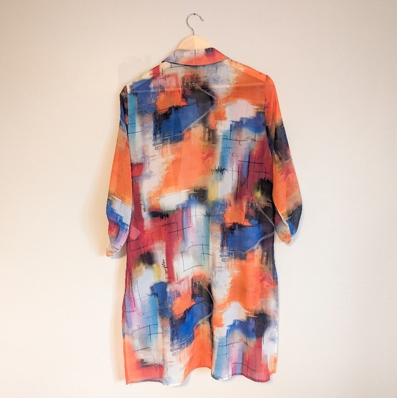 Michael Tyler Artsy Colorful Sheer Duster Drape - Picture 5 of 5